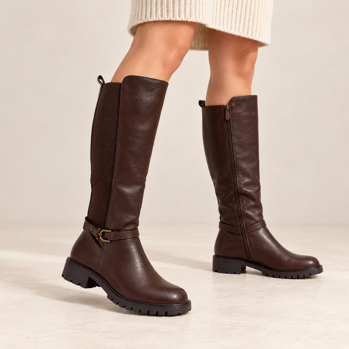 DOSPIES MUJER BOTA ALTA ELASTICA PLANA