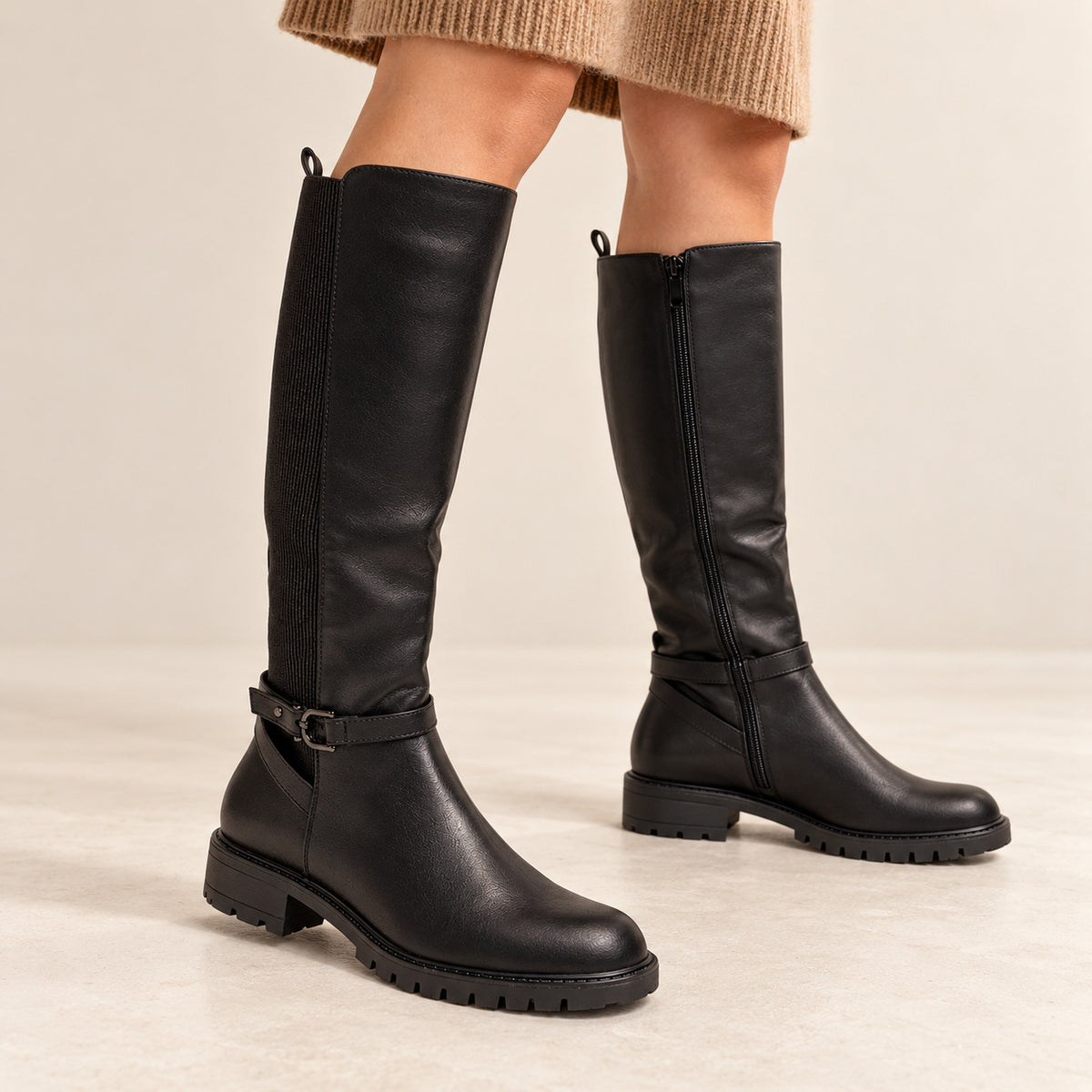 DOSPIES MUJER BOTA ALTA ELASTICA PLANA