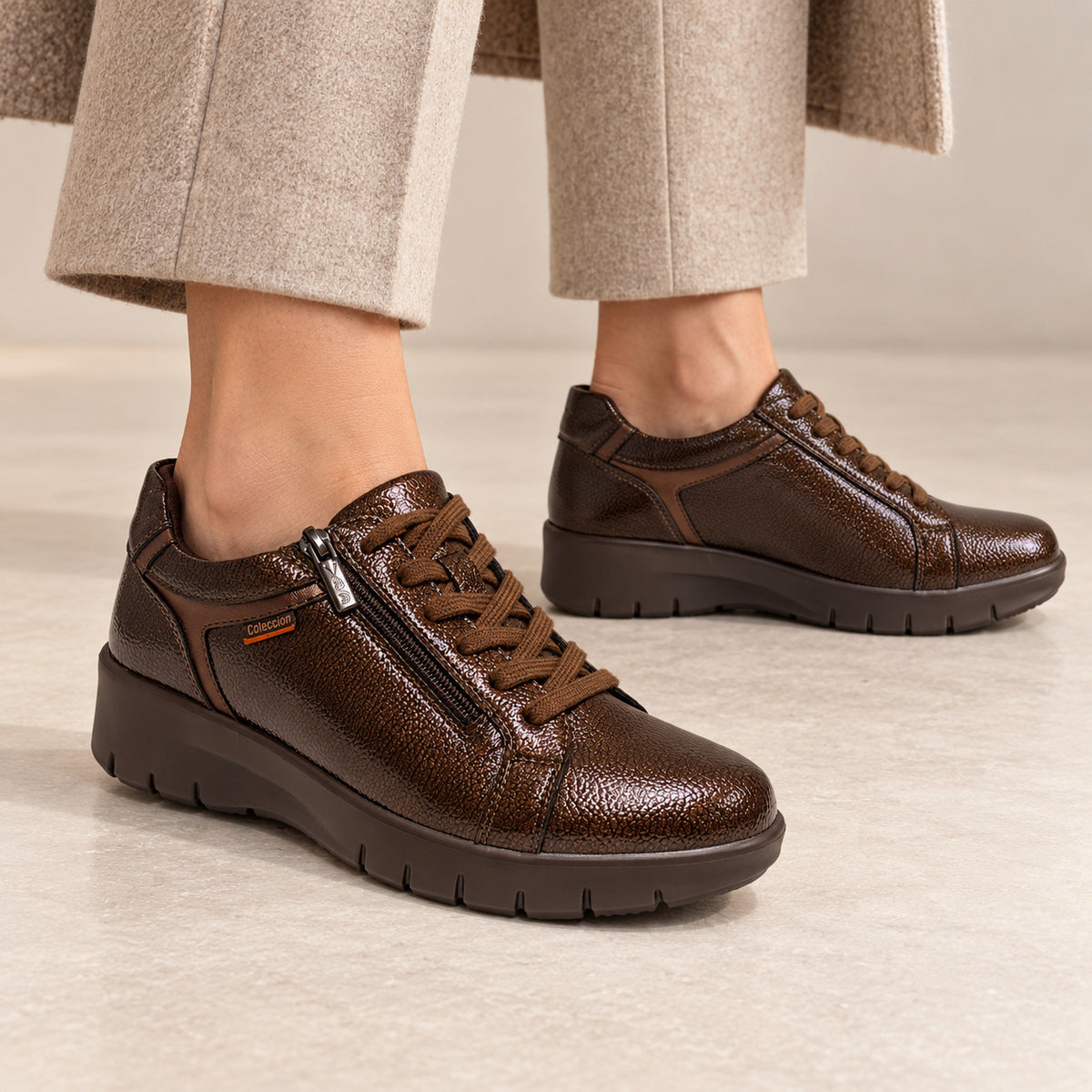 DOSPIES MUJER ZAPATOS CASUAL CUÑA CREMALLERA LATERAL